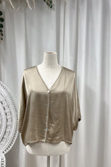 Donna satin blouse, savanna