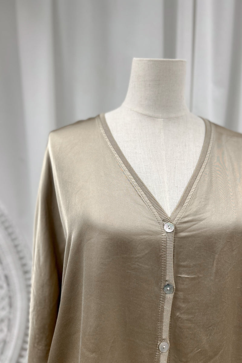 Donna satin blouse, savanna