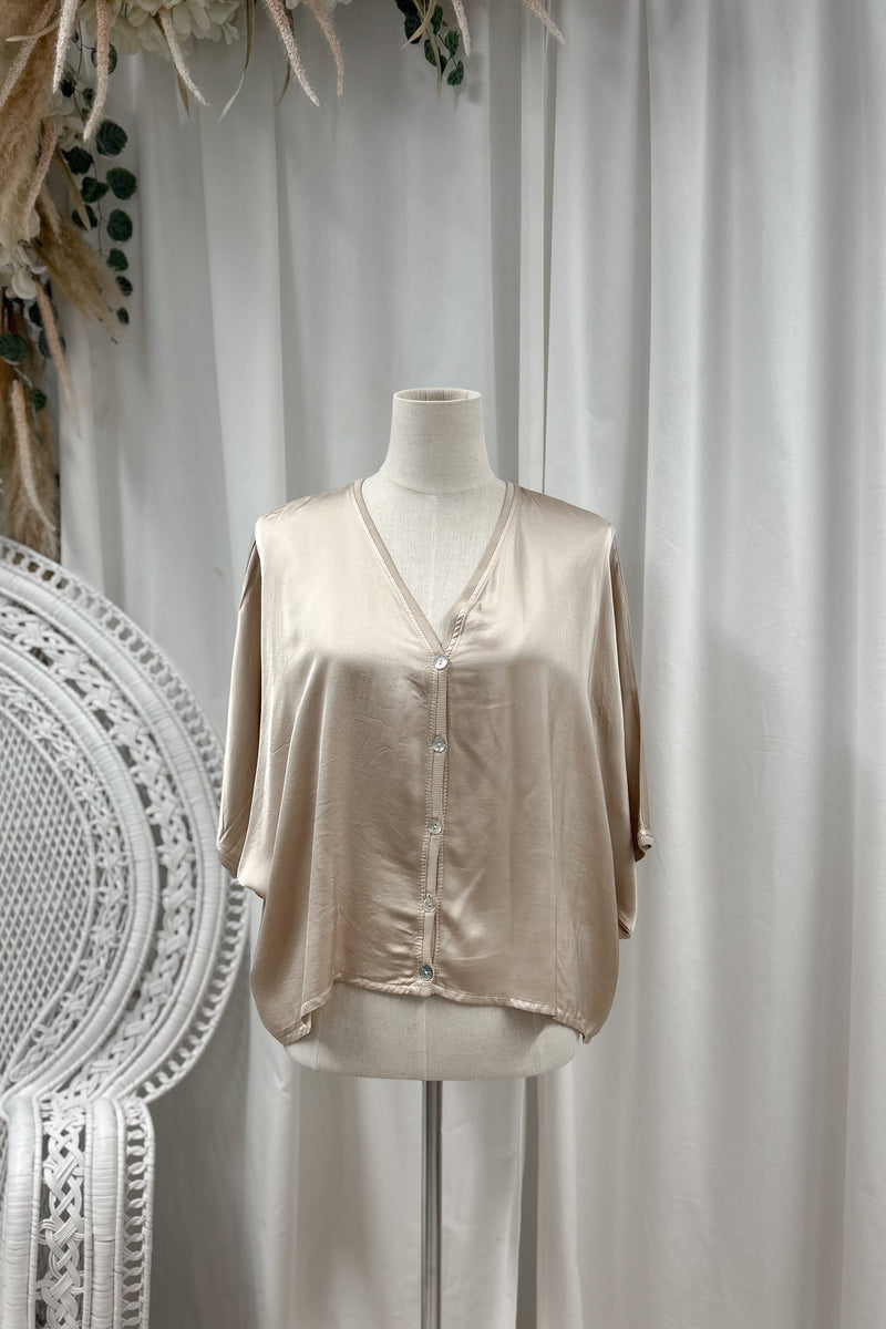 Donna satin blouse, sand