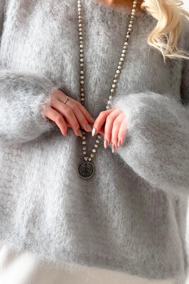 Dreamy mohair jumper, pearl grey