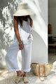 Edie jumpsuit, beige stripe