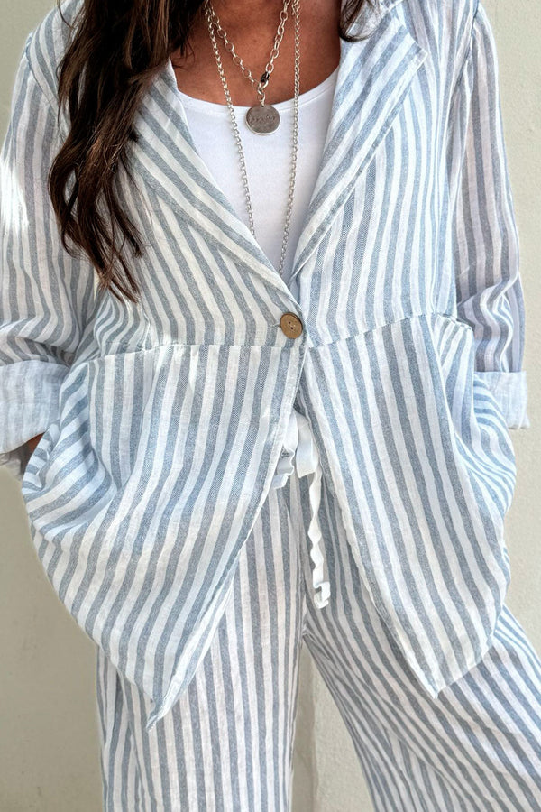 Eleanor linen jacket, blue stripes