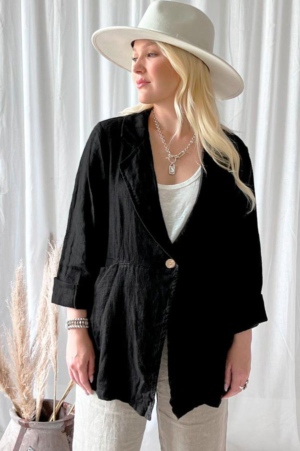 Eleanor linen jacket, black