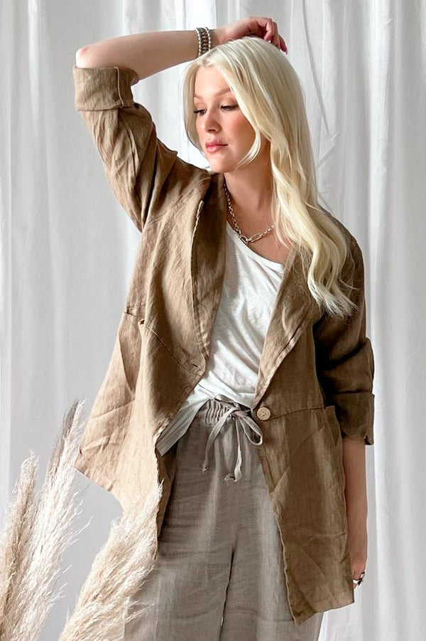 Eleanor linen jacket, caramel