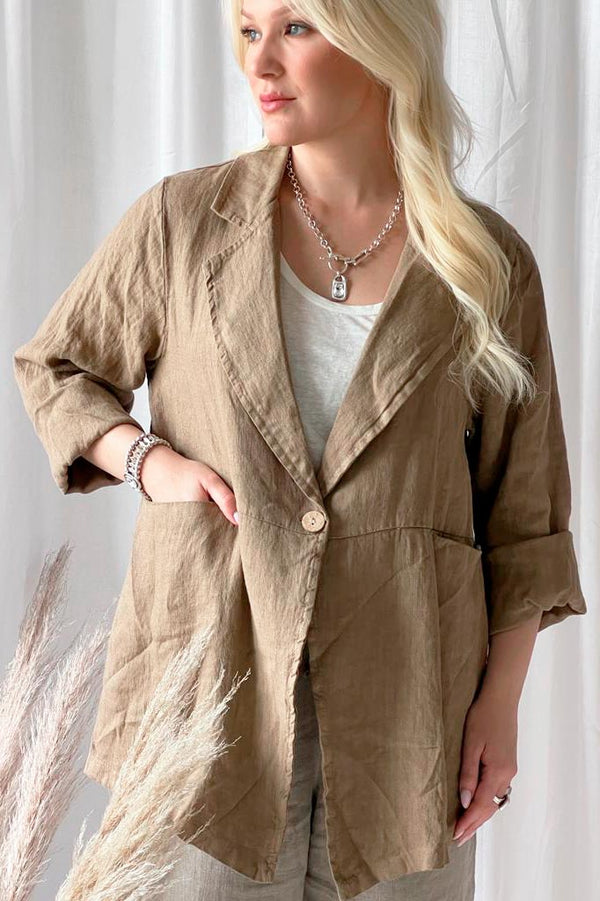 Eleanor linen jacket, caramel