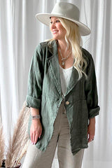 Eleanor linen jacket, khaki