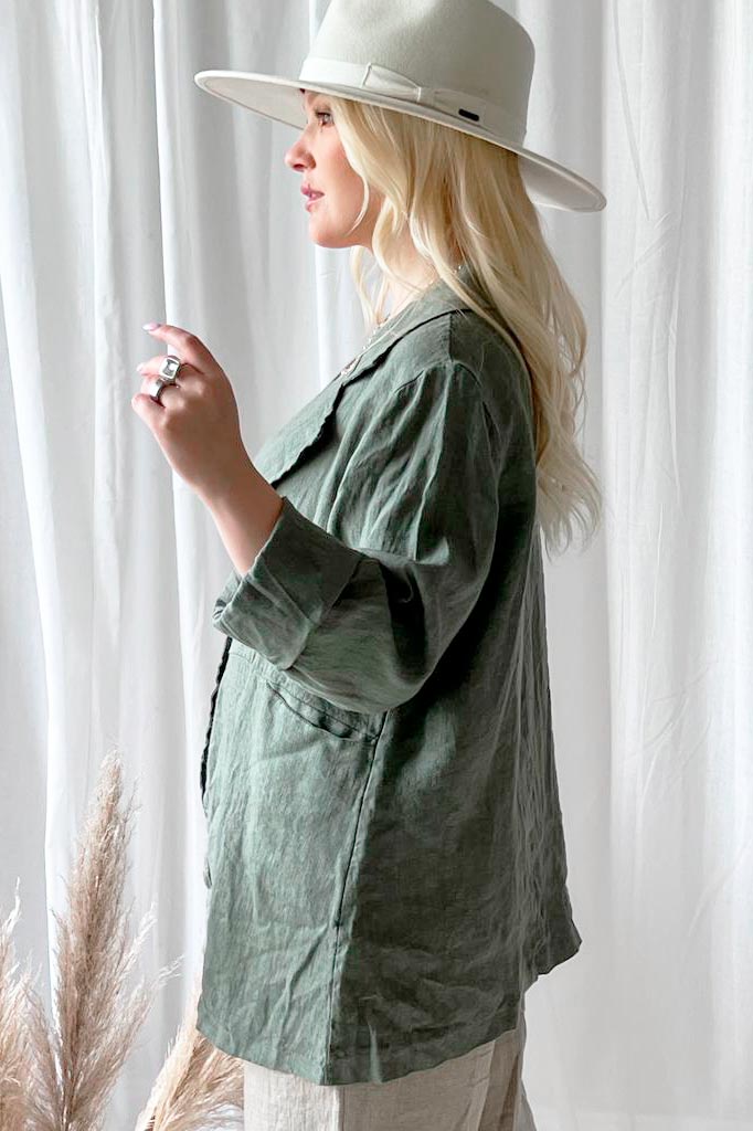 Eleanor linen jacket, khaki