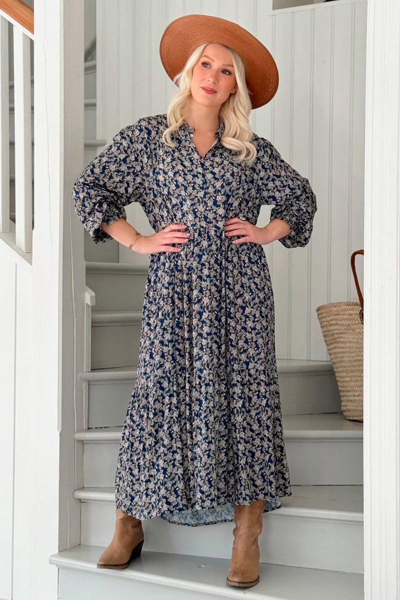 Eliana viscose dress, navy