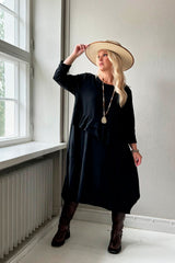 Elidy cotton dress, black