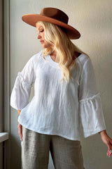 Elsa linen shirt, white