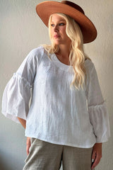 Elsa linen shirt, white