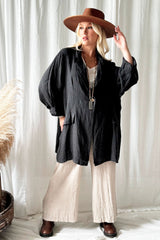 Emera linen jacket, black