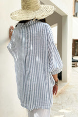 Emili linen shirt, blue stripes