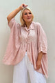 Emil embroidery linen shirt, light pink