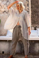Emili linen shirt, sand embroidery