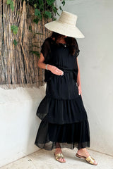 Esmeralda silk blend skirt, black