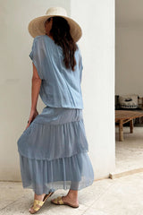 Esmeralda silk blend skirt, blue