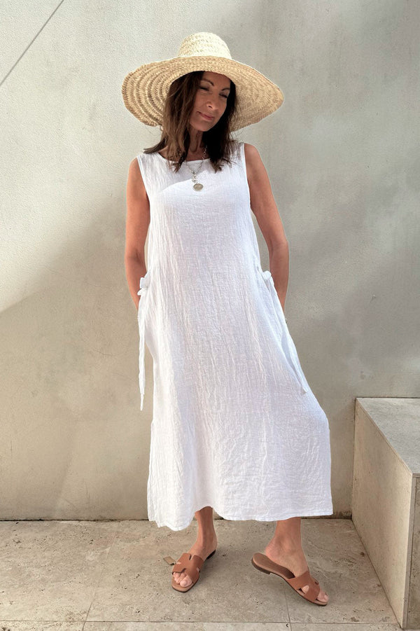 Estella linen dress, white