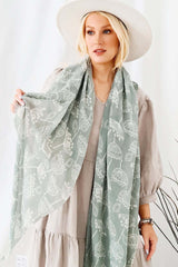 Fleur wool scarf, pastel green