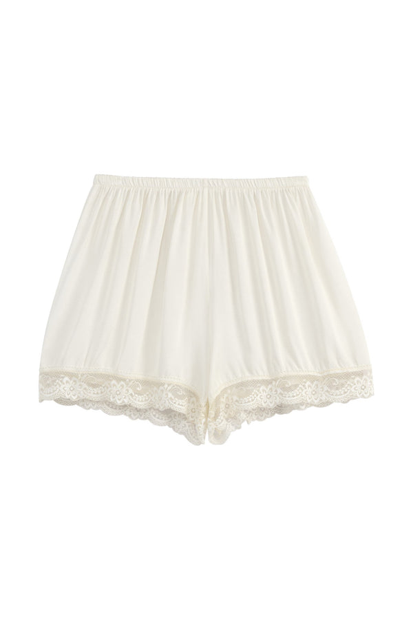 Fleur satin shorts, off white