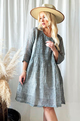 Flora linen dress, grey