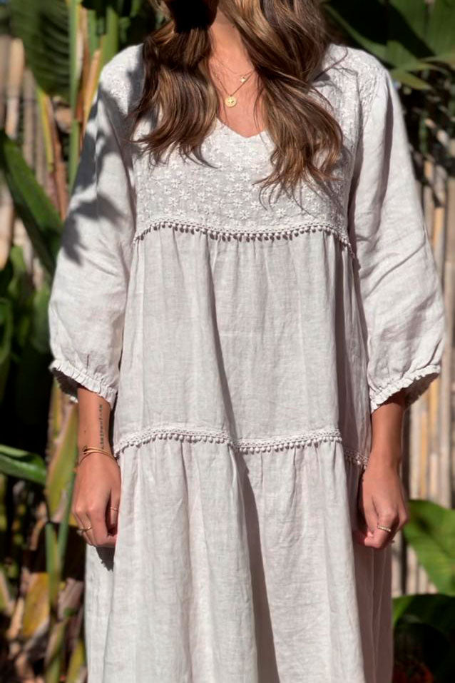 Florentina linen dress, sand