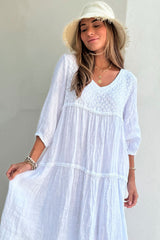 Florentina linen dress, white