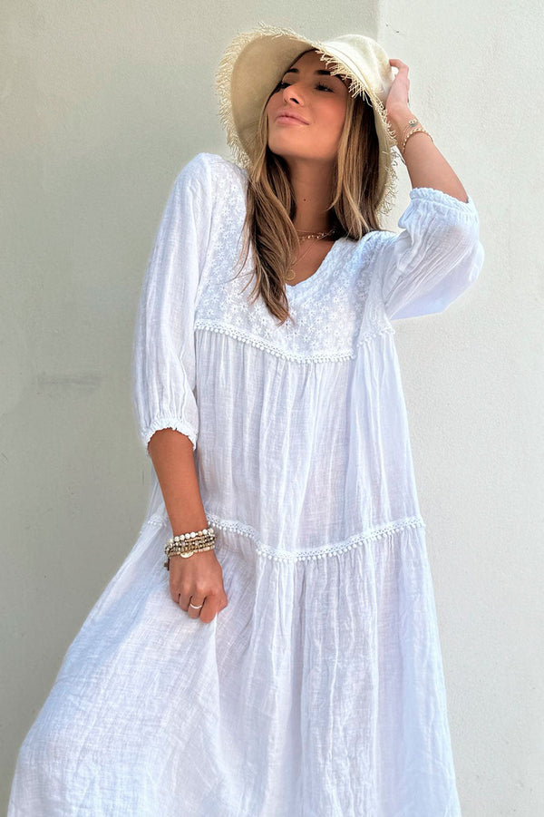 Florentina linen dress, white