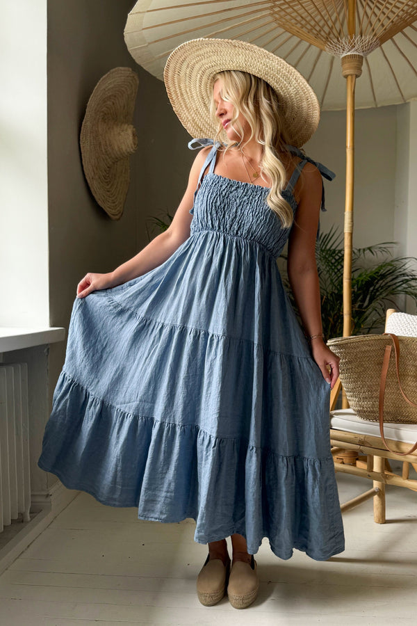 Florentino pellavamekko, denim blue