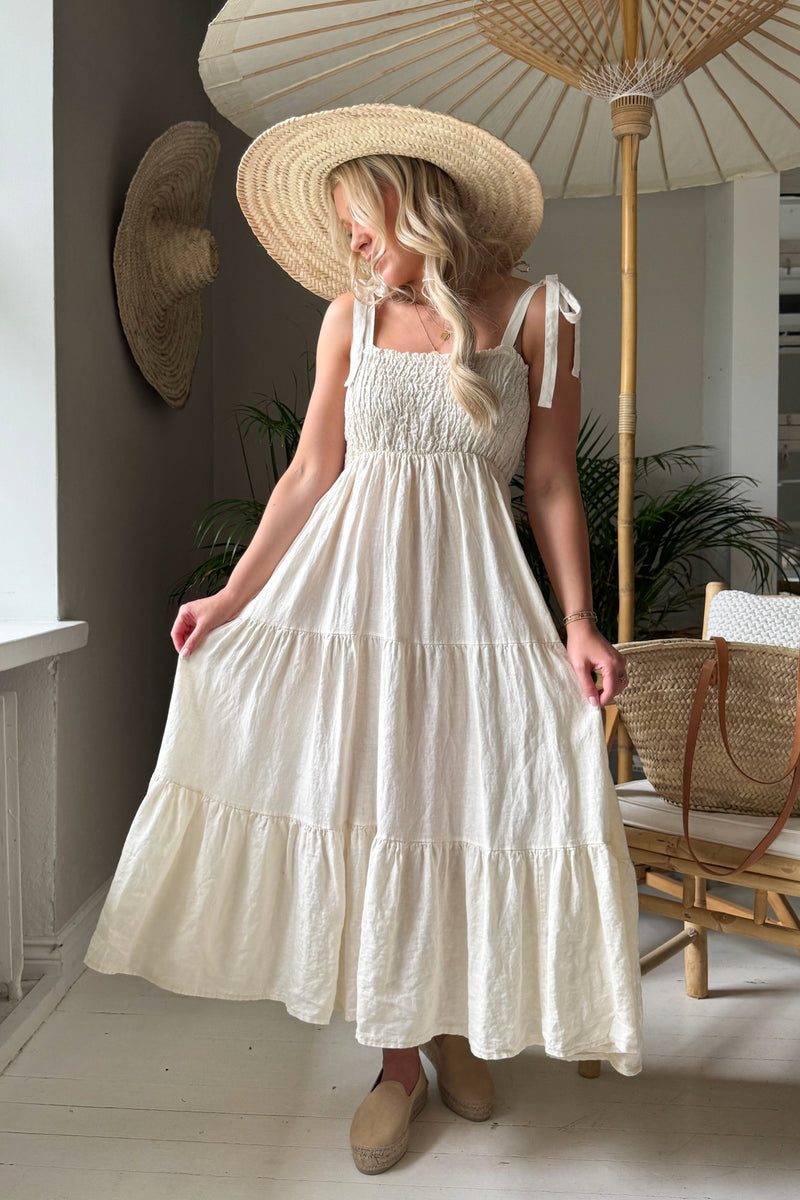 Florentino linen dress, vanilla