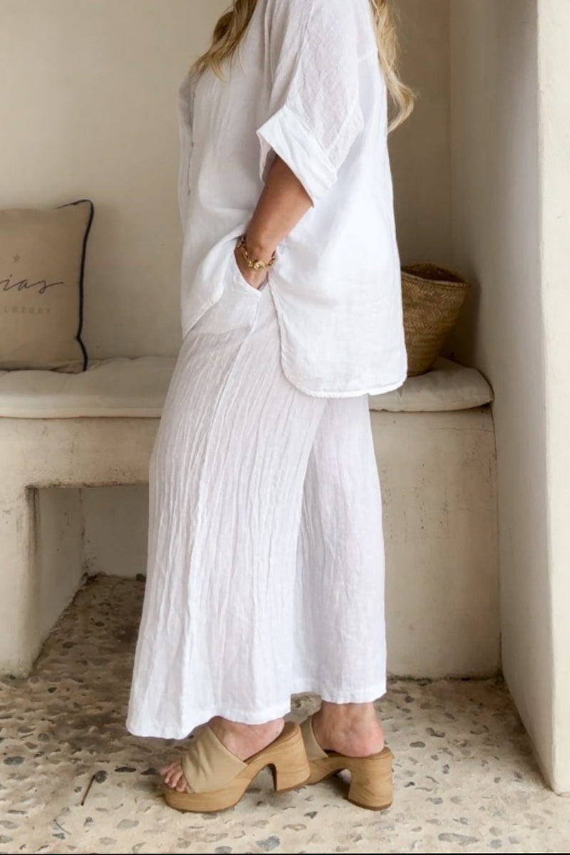 Havana linen pants, white