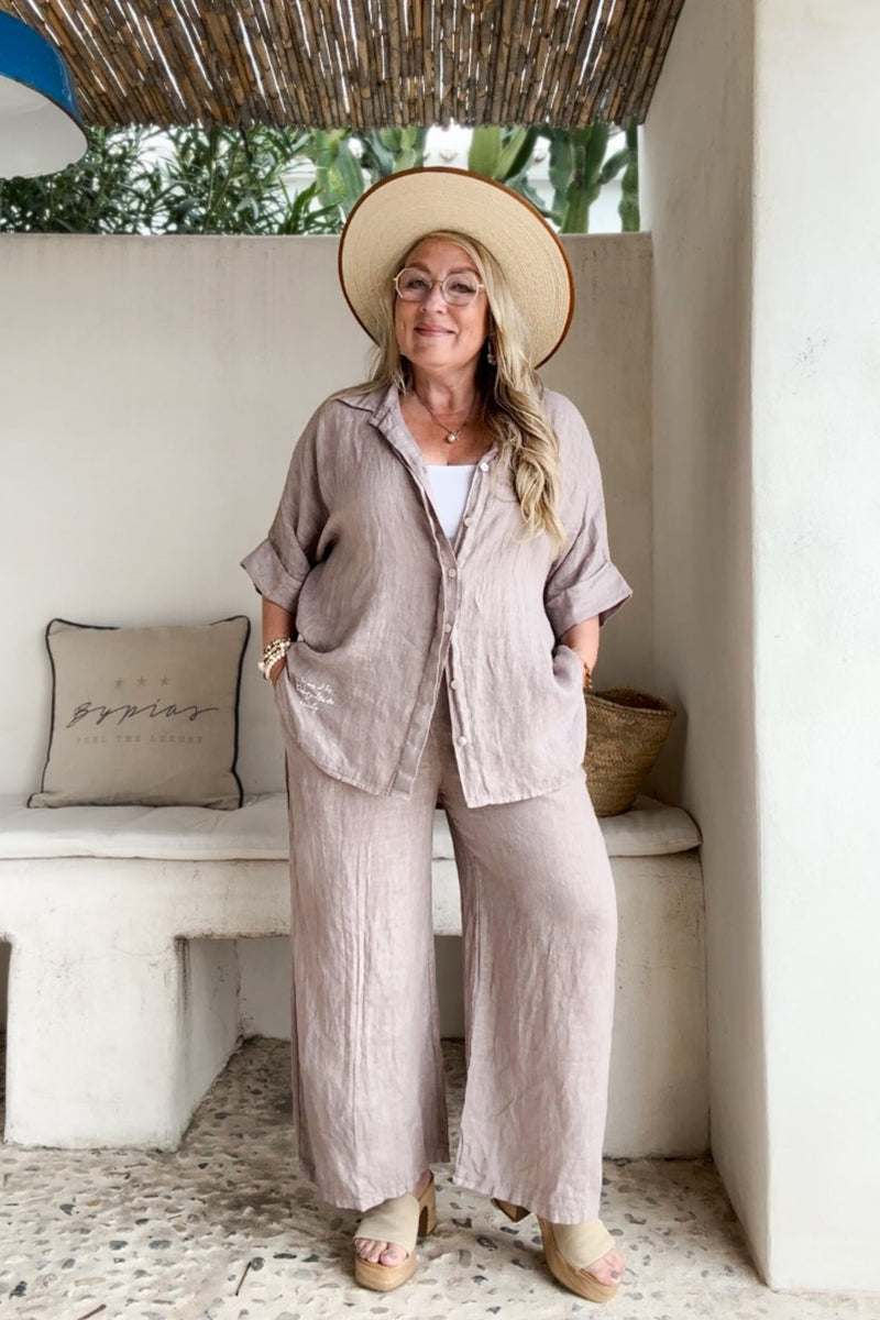 Havana linen pants, silverpink