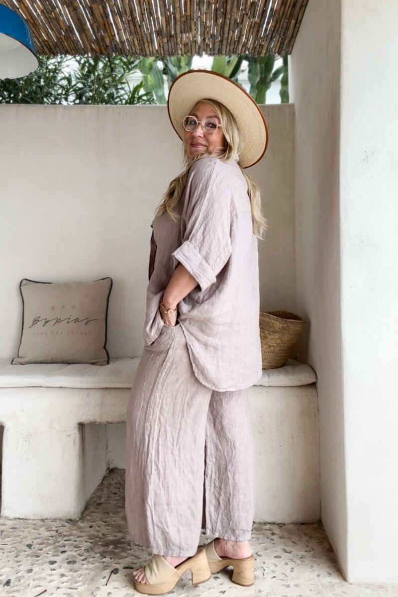 Havana linen pants, silverpink