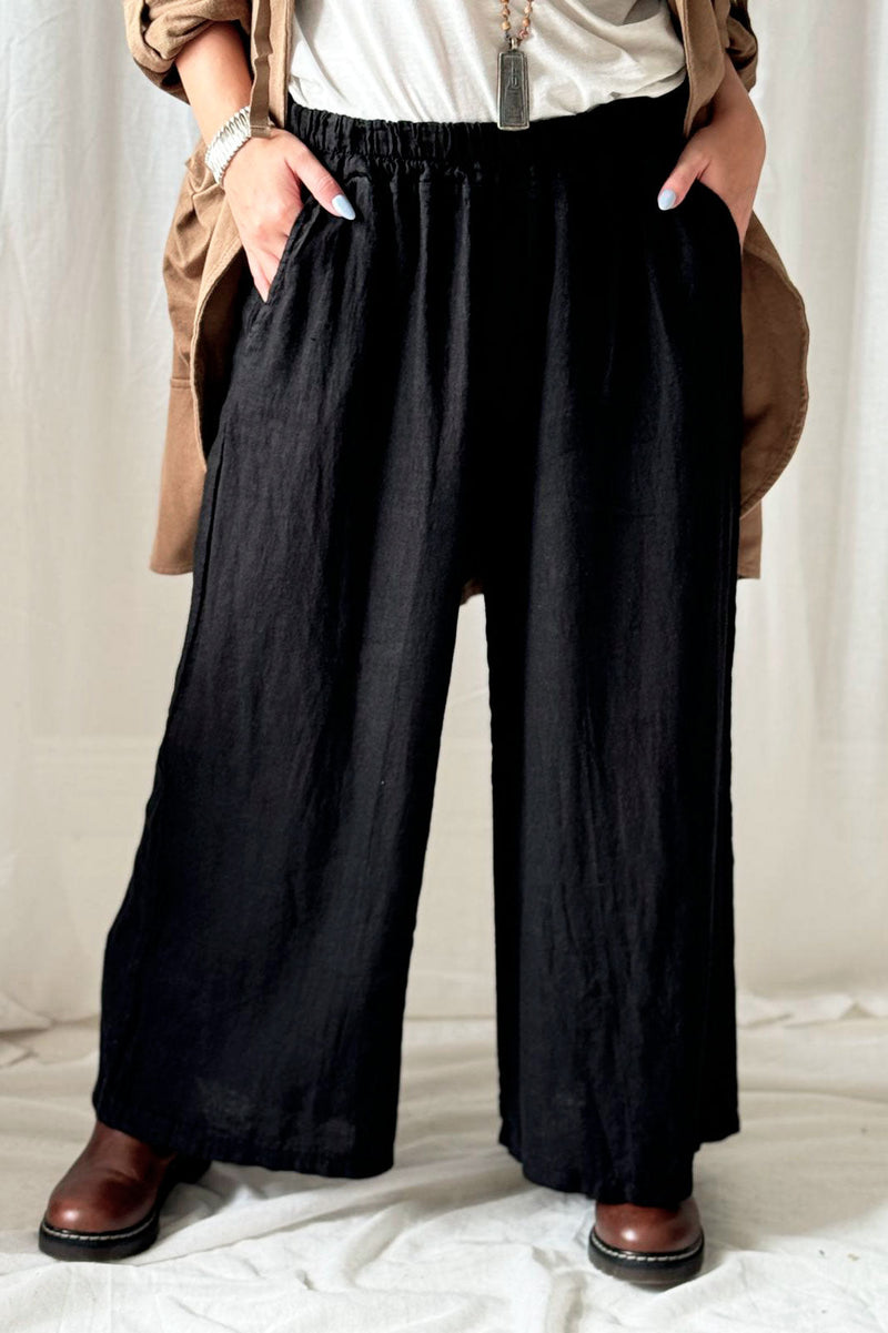 Havana linen pants, black