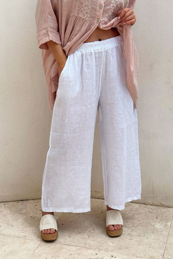 Havana linen pants, white