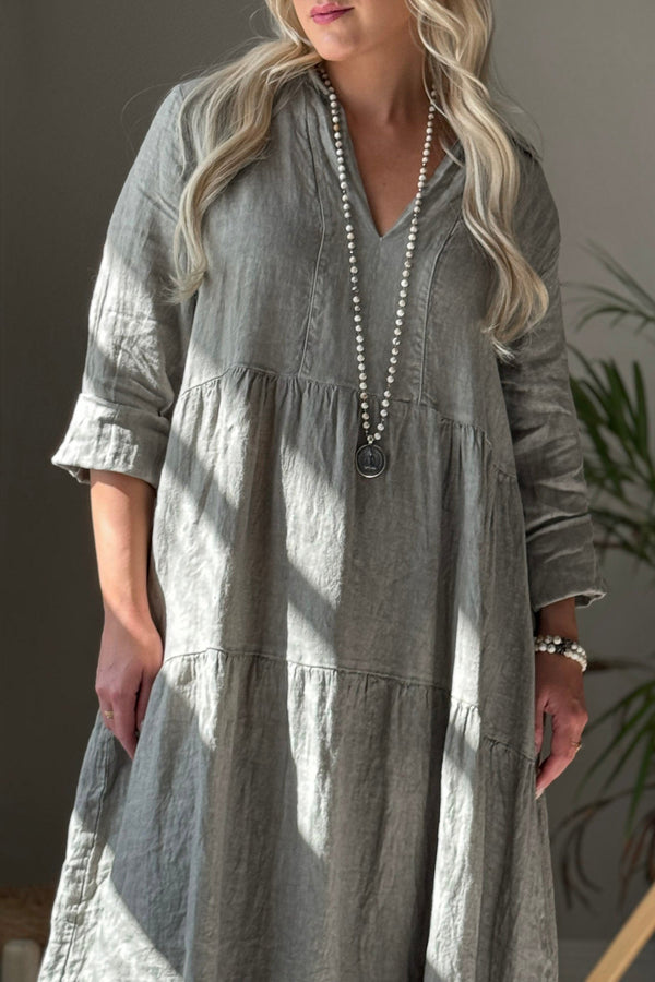 Helenia pellavamekko, taupe