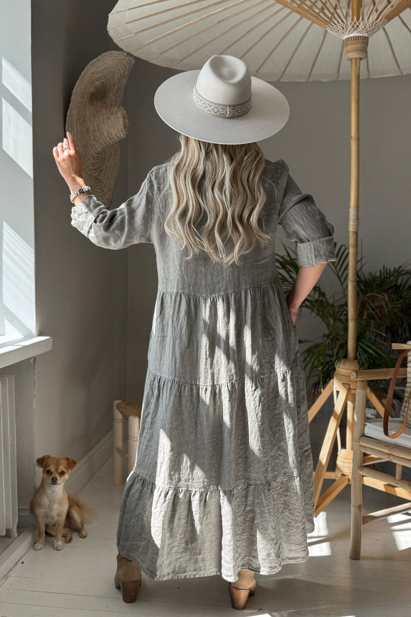 Helenia pellavamekko, taupe
