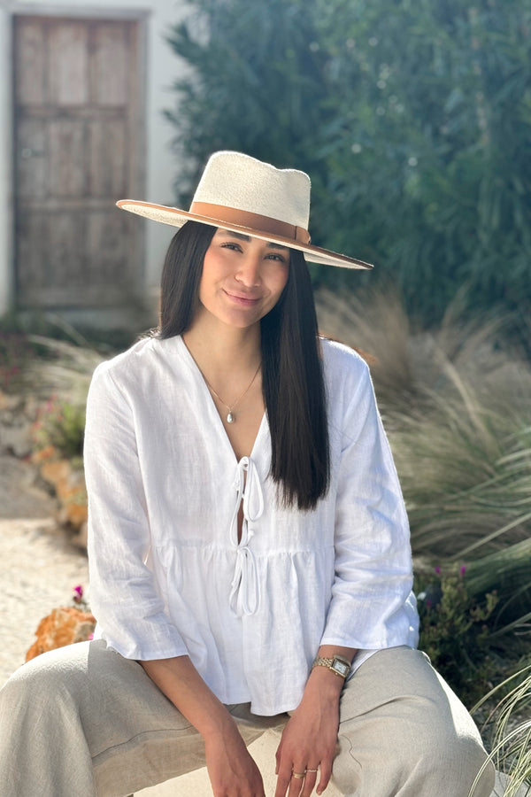 Helios linen bolero, white