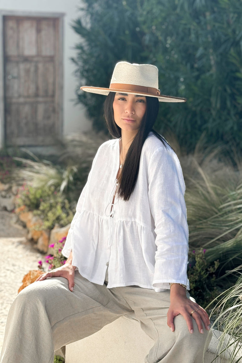 Helios linen bolero, white