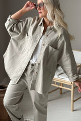 Henrike casual puuvilla paitatakki, beige