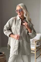 Henrike casual puuvilla paitatakki, beige