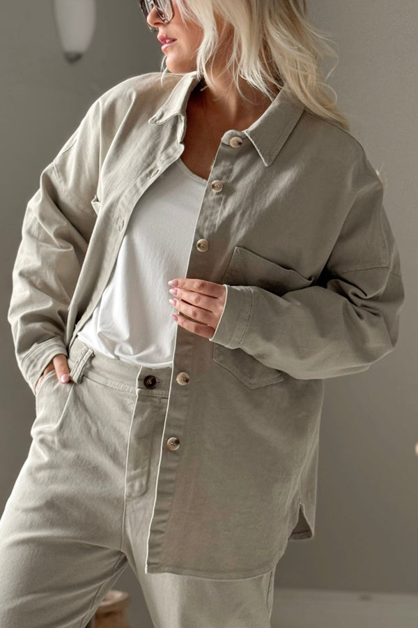 Henrike casual cotton overshirt, beige