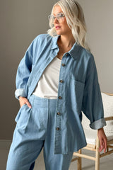 Henrike casual puuvilla paitatakki, light wash denim