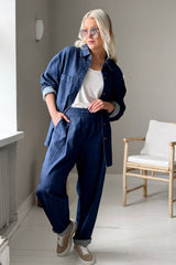 Henrike casual cotton overshirt, mid wash denim