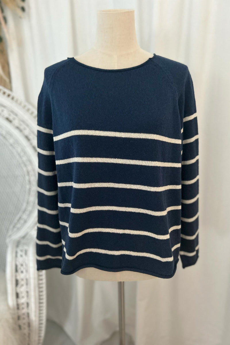 Coastal Charm jumper, navy-off white