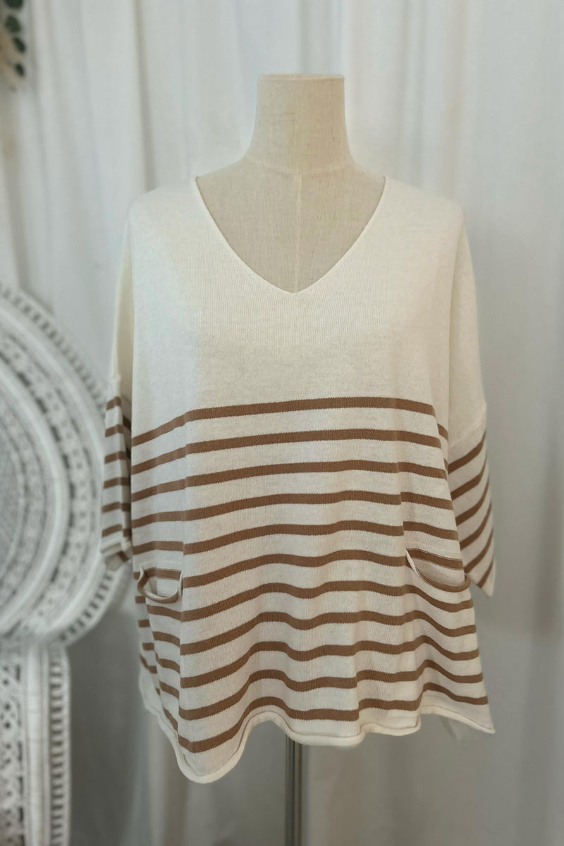 Casual Riviera jumper, caramel stripe