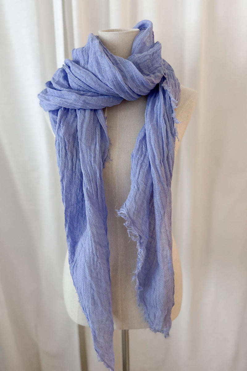 Boho mesh linen scarf, denim blue