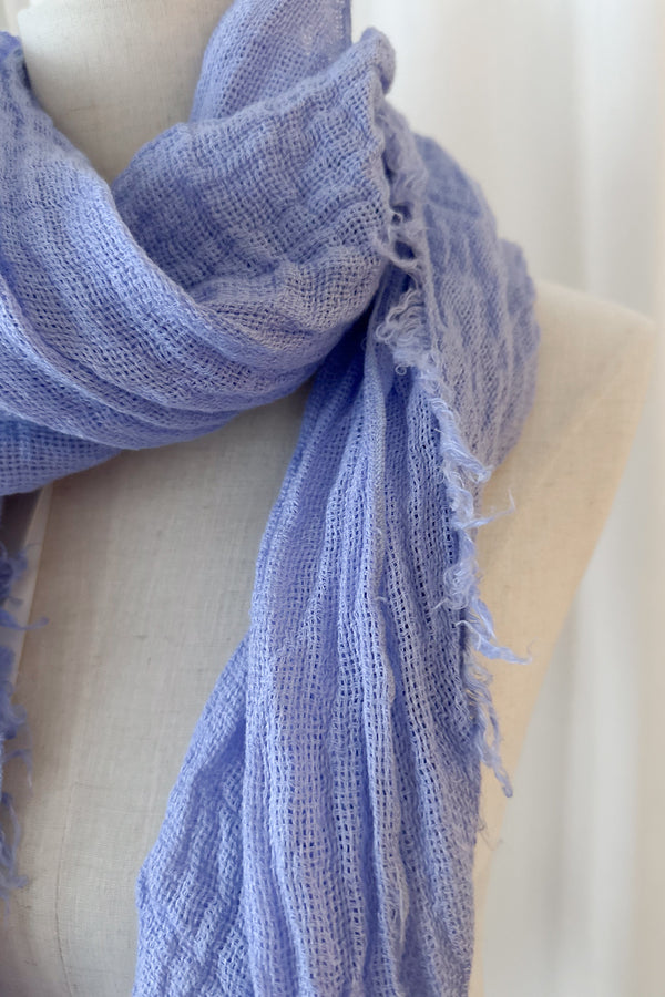 Boho mesh linen scarf, denim blue