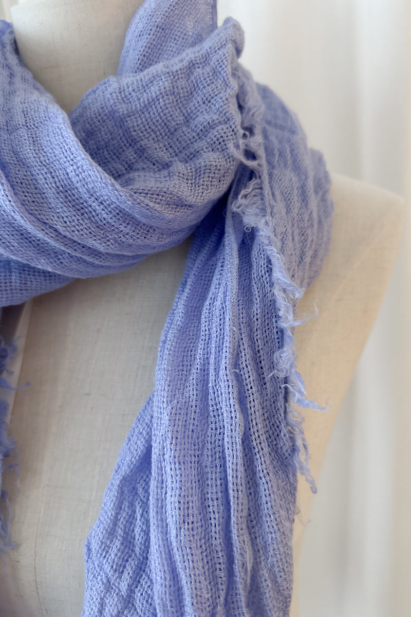 Boho mesh linen scarf, denim blue