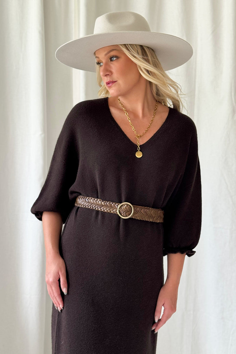 In the moment knit dress, espresso
